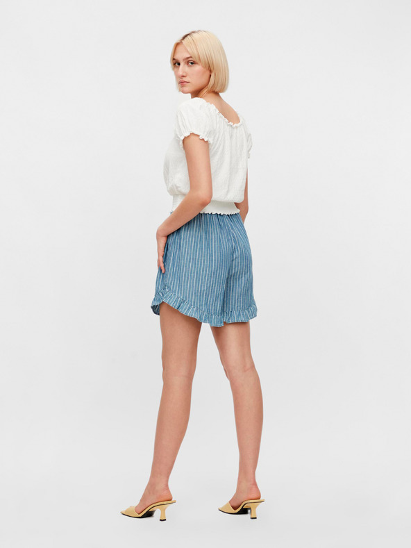 Pieces Krémová krátka blúzka Pieces Leaf