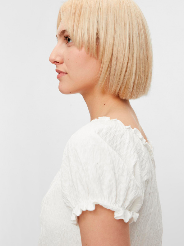 Pieces Krémová krátka blúzka Pieces Leaf