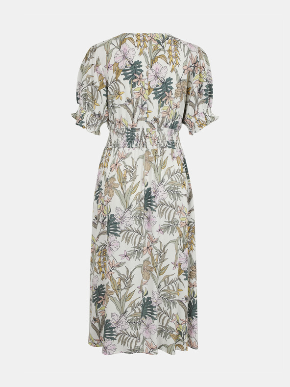 ONLY Zeleno-biele kvetinové midi šaty s gombíkmi ONLY Mars