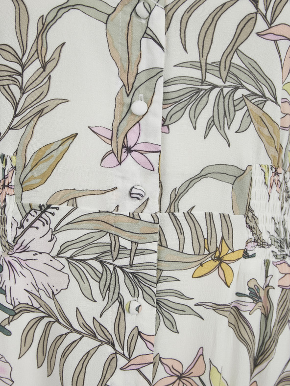 ONLY Zeleno-biele kvetinové midi šaty s gombíkmi ONLY Mars