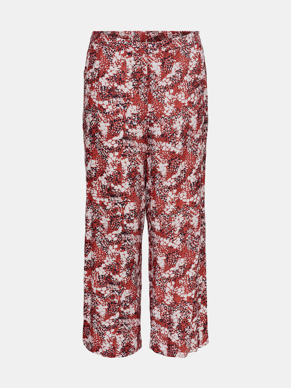 ONLY CARMAKOMA Hnedé vzorované nohavice ONLY CARMAKOMA