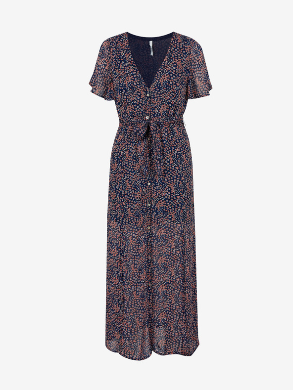 Pepe Jeans Tmavomodré dámske vzorované tričko s rozparkom Pepe Jeans Marilyn