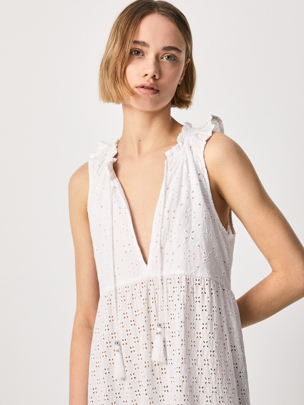 Pepe Jeans Biele dámske maxi šaty Pepe Jeans Nathan