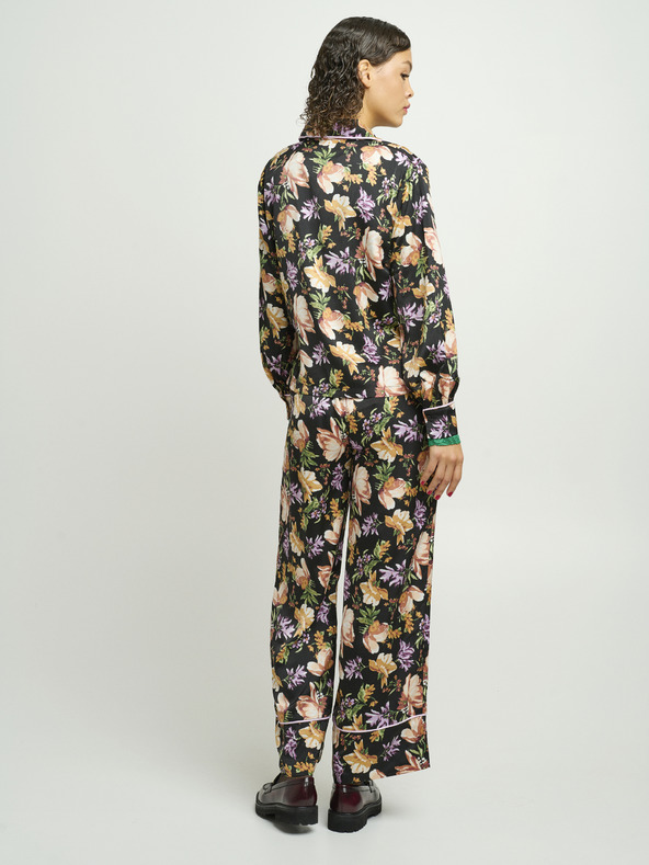 ICHI ICHI Čierna dámska kvetinová košeľa