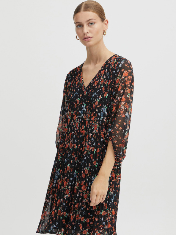 ICHI Čierne kvetinové šaty ICHI