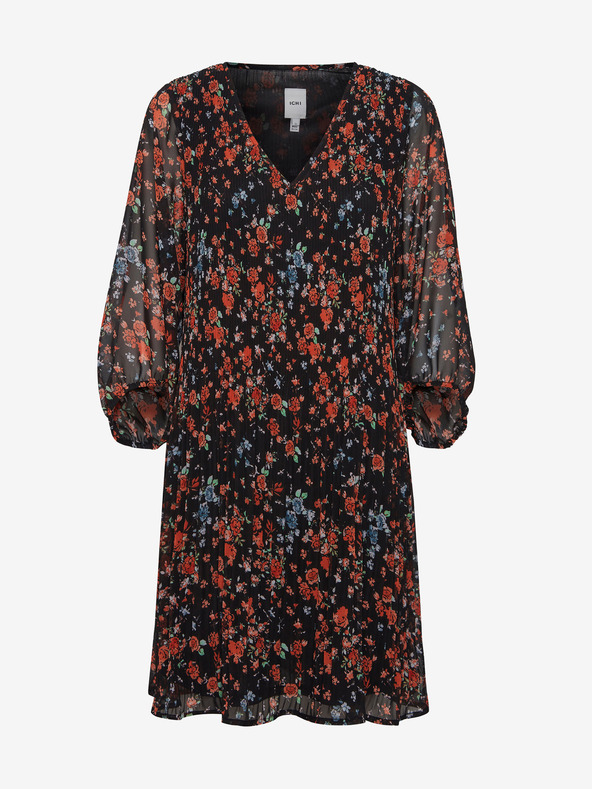 ICHI Čierne kvetinové šaty ICHI