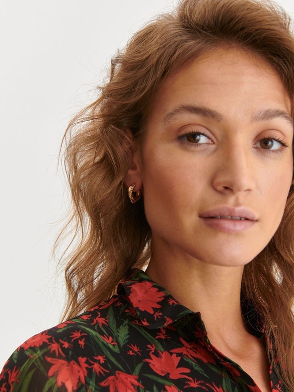 TOP SECRET Červeno-čierne košeľové maxi šaty TOP SECRET