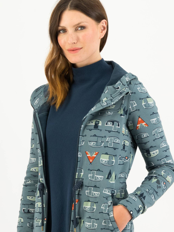 Blutsgeschwister Modrá vzorovaná parka s kapucňou Blutsgeschwister Cosyshell Hooded