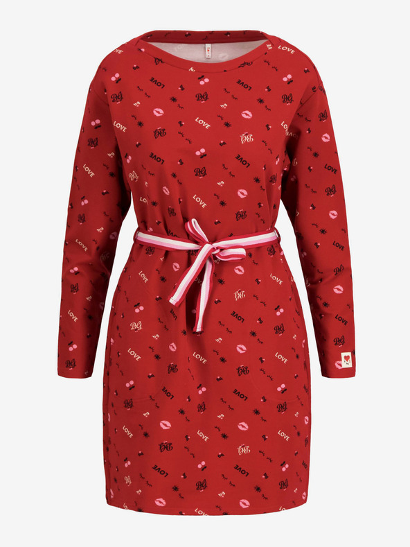 Blutsgeschwister Červené dámske vzorované šaty Blutsgeschwister Sneakers in the Woods