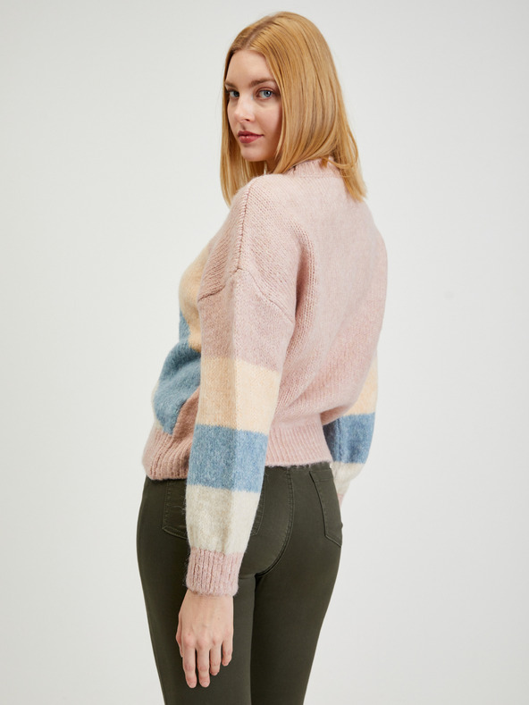 Orsay Modro-ružový dámsky pruhovaný sveter ORSAY