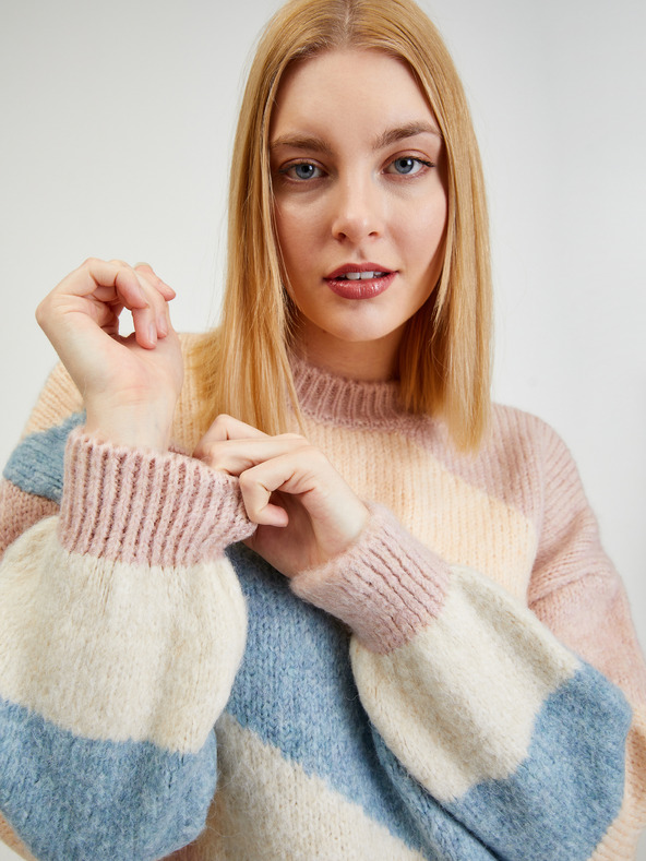 Orsay Modro-ružový dámsky pruhovaný sveter ORSAY