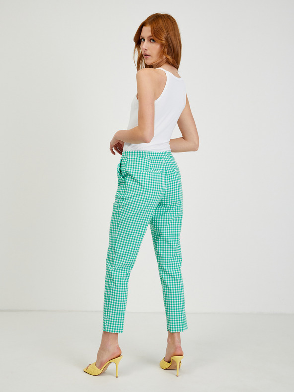 Orsay Svetlozelené dámske kárované nohavice ORSAY