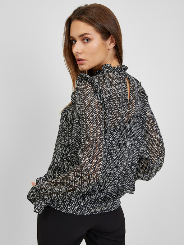 Orsay Čierna dámska vzorovaná blúzka ORSAY