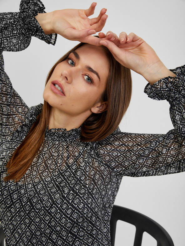 Orsay Čierna dámska vzorovaná blúzka ORSAY