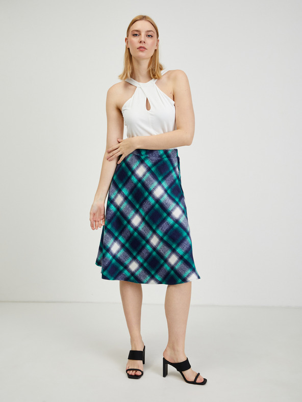 Orsay Zelená a modrá dámska kockovaná sukňa ORSAY