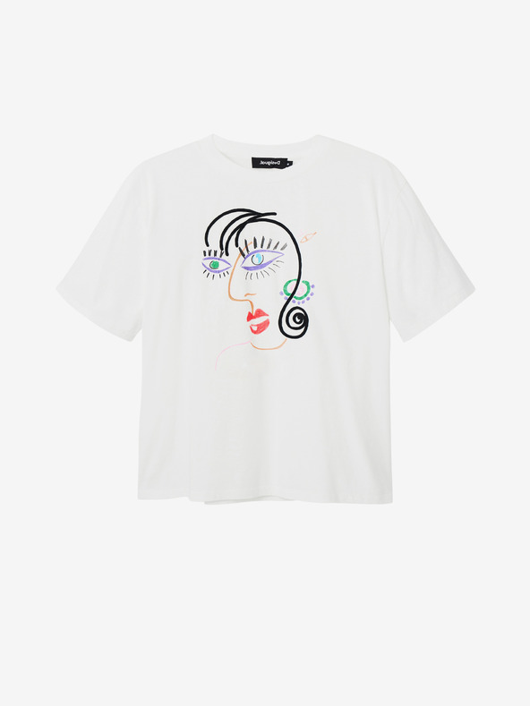 Desigual Biele dámske tričko Desigual s tvárou