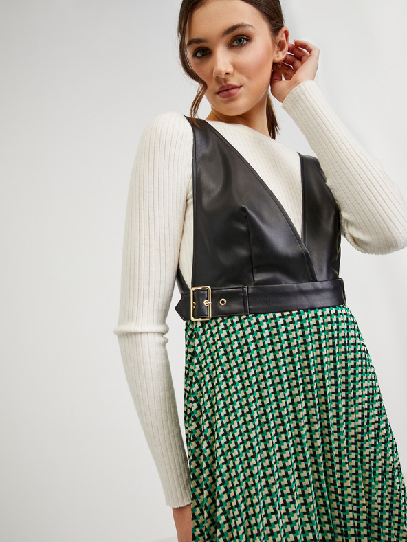 Orsay Čierno-zelené dámske vzorované šaty ORSAY