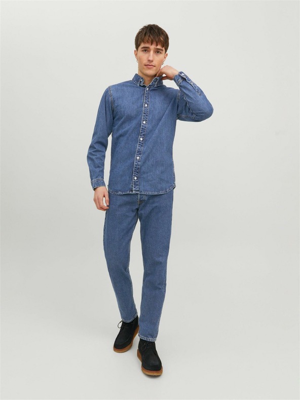 Jack & Jones Modrá pánska džínsová košeľa Jack & Jones Felix