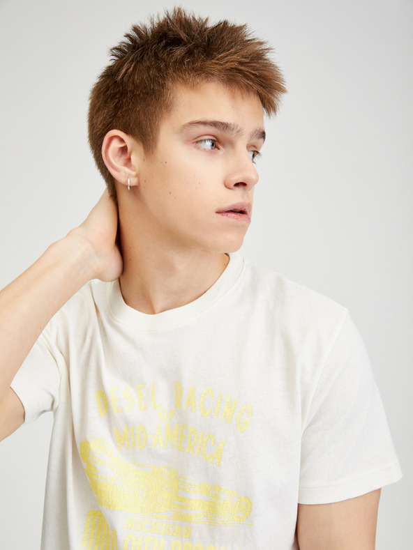 Diesel Biele pánske tričko Diesel