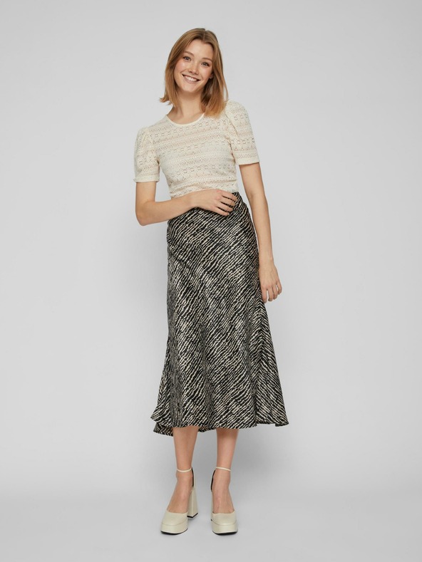 Vila Krémové dámske čipkované tričko VILA Chikka