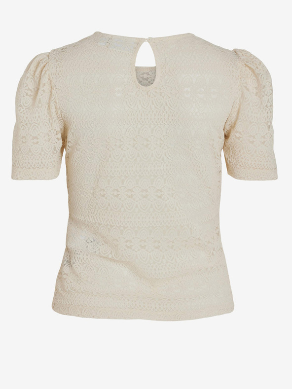 Vila Krémové dámske čipkované tričko VILA Chikka