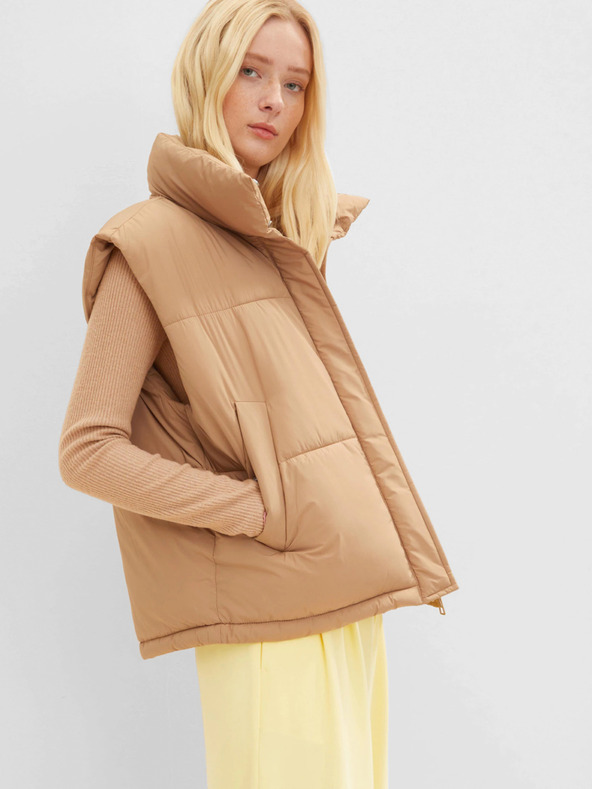 Tom Tailor Denim Svetlohnedá dámska prešívaná vesta Tom Tailor Denim