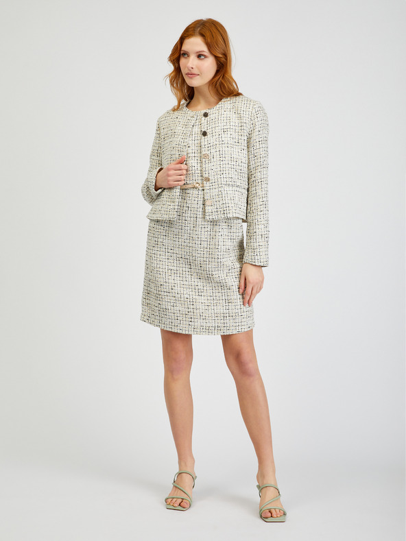 Orsay Krémové dámske vzorované šaty s opaskom ORSAY