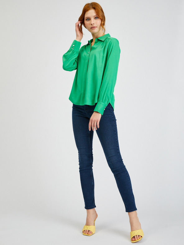 Orsay Zelená dámska saténová blúzka ORSAY