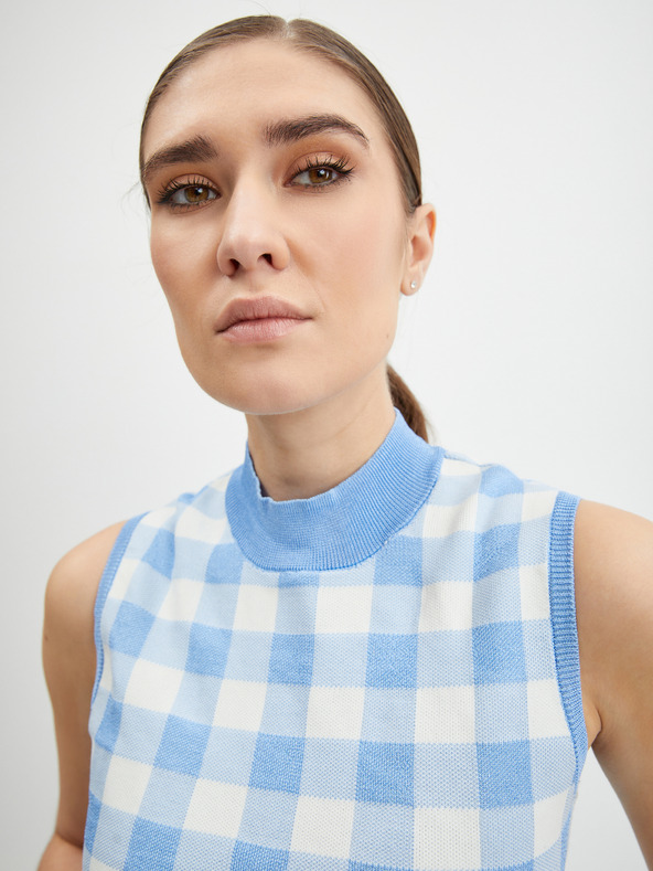 Orsay Bielo-modrý dámsky károvaný top ORSAY