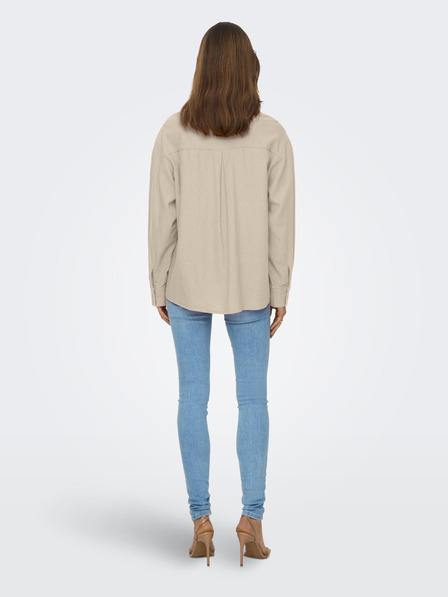 ONLY Béžová dámska ľanová košeľa ONLY Caro