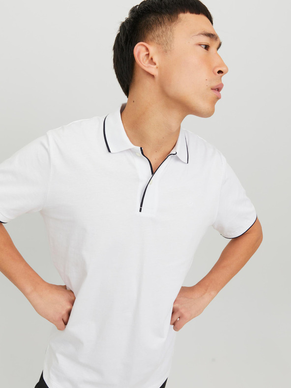 Jack & Jones Biela pánska polokošeľa Jack & Jones La Porter