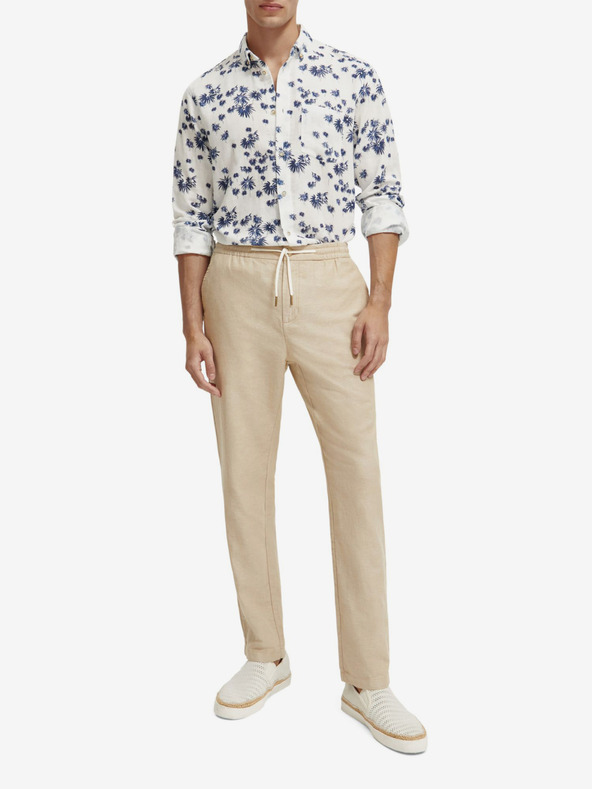 Scotch & Soda Biela pánska kvetinová košeľa Scotch & Soda