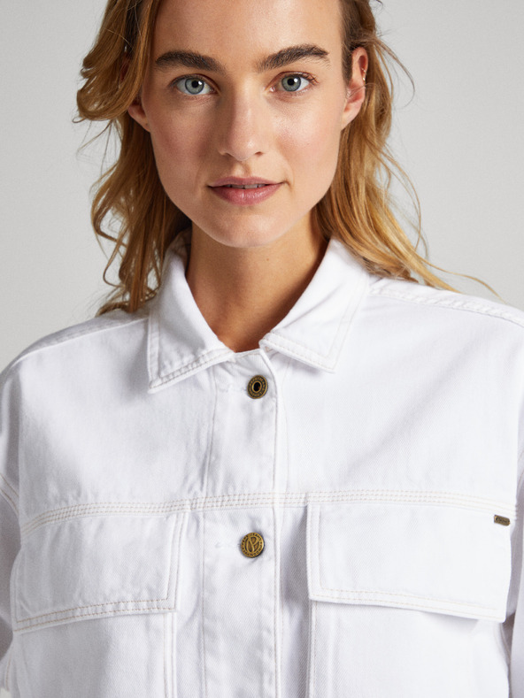 Pepe Jeans Biela dámska džínsová bunda Pepe Jeans Frankie