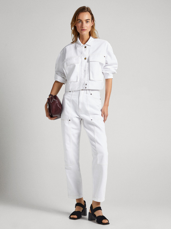 Pepe Jeans Biela dámska džínsová bunda Pepe Jeans Frankie