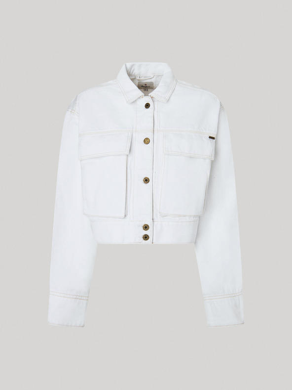 Pepe Jeans Biela dámska džínsová bunda Pepe Jeans Frankie
