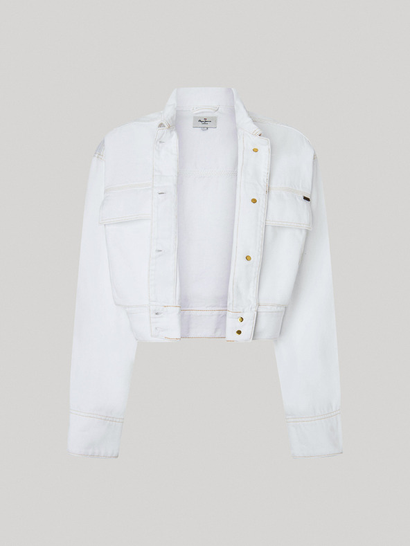 Pepe Jeans Biela dámska džínsová bunda Pepe Jeans Frankie