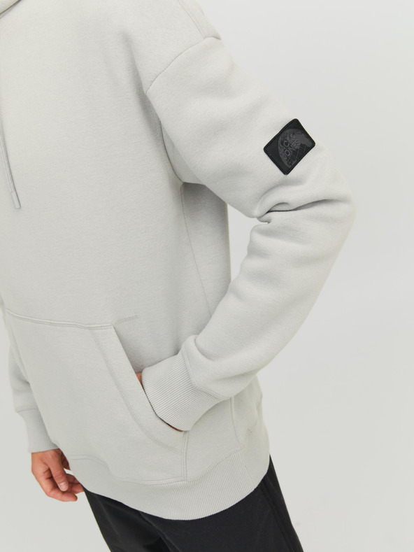 Jack & Jones Svetlosivá pánska mikina Jack & Jones Classic s kapucňou