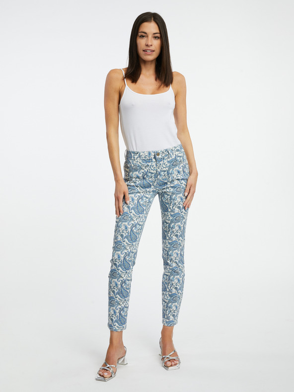 Orsay Modré dámske vzorované slim fit džínsy ORSAY