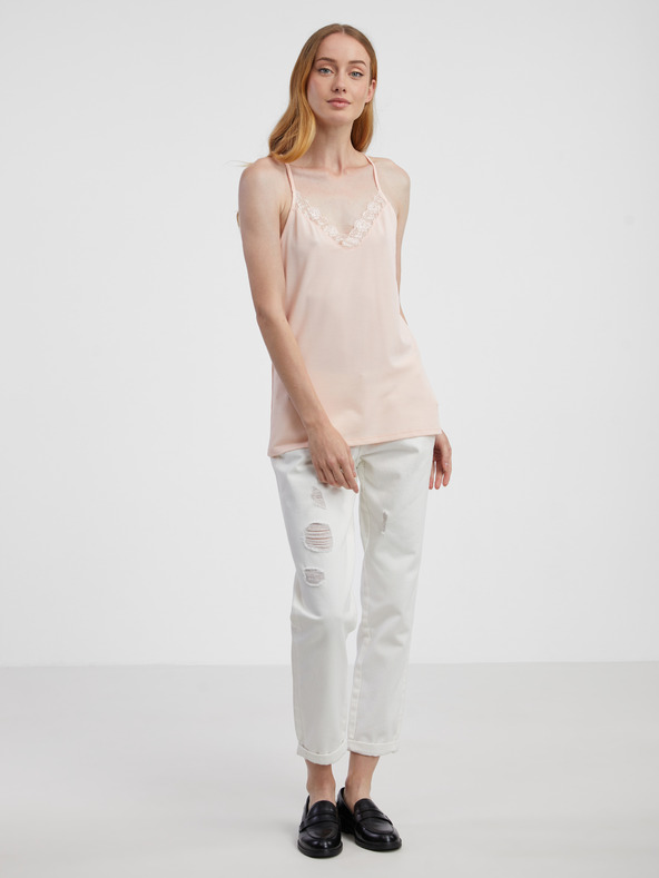 CAMAIEU Marhuľové dámske tielko s čipkou CAMAIEU