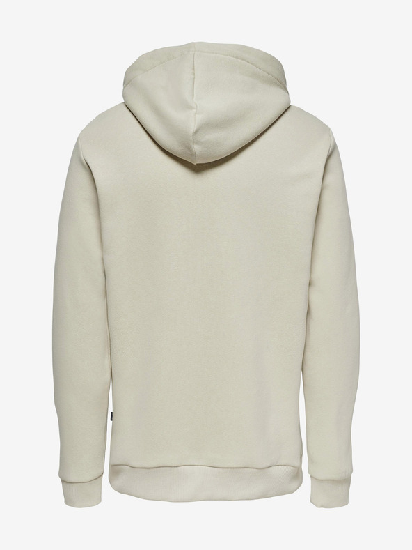 ONLY & SONS Béžová pánska basic mikina s kapucňou ONLY & SONS Ceres