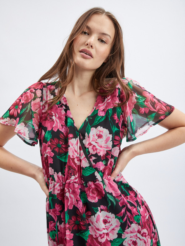Orsay Čierno-ružové dámske kvetinové šaty ORSAY