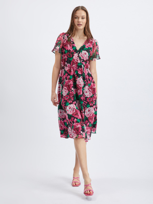 Orsay Čierno-ružové dámske kvetinové šaty ORSAY