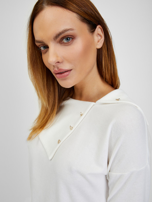 Orsay Biele dámske tričko s ozdobnými detailmi ORSAY