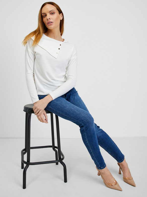 Orsay Biele dámske tričko s ozdobnými detailmi ORSAY