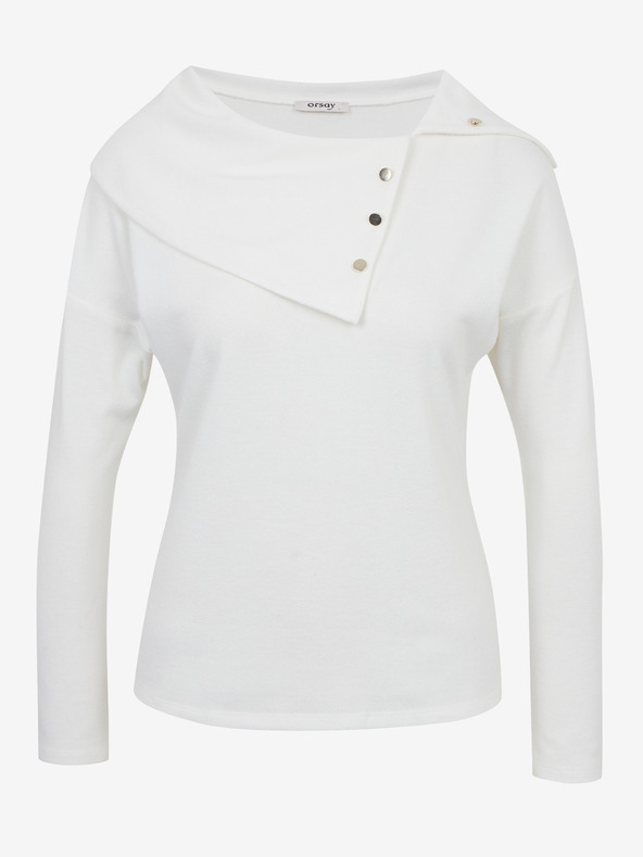 Orsay Biele dámske tričko s ozdobnými detailmi ORSAY