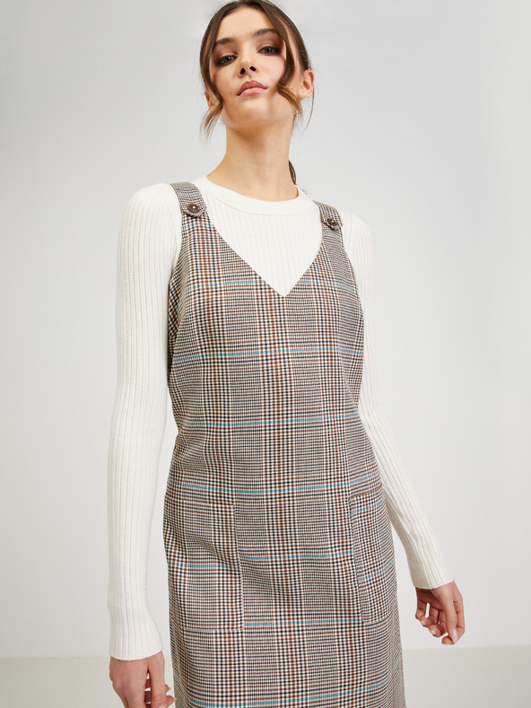 Orsay Hnedé dámske kockované šaty ORSAY