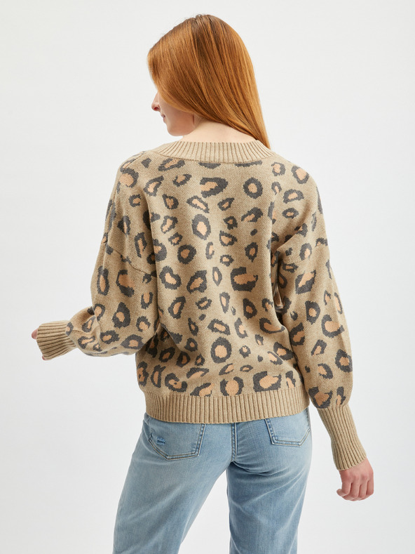 Orsay Svetlohnedý dámsky vzorovaný sveter ORSAY