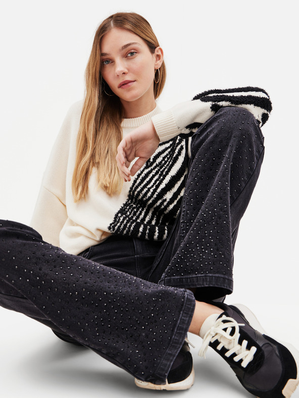 Desigual Čierne dámske džínsy rozšíreného strihu Desigual Rem