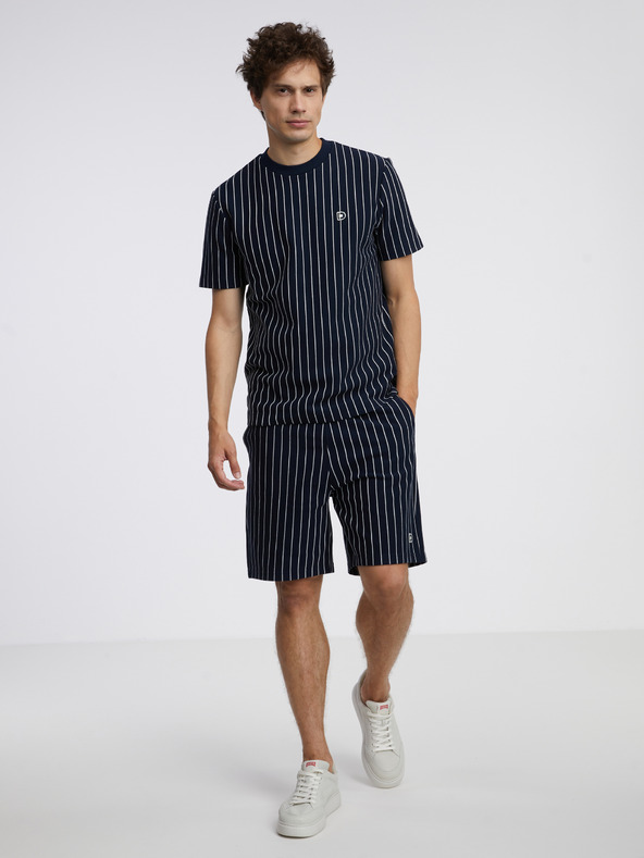 Tom Tailor Denim Tmavomodré pánske pruhované tričko Tom Tailor Denim