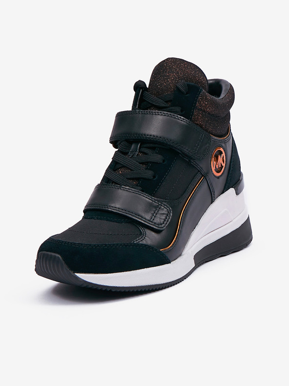 Michael Kors Čierne dámske vysoké kožené tenisky Michael Kors Gentry s členkom